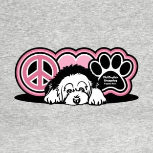 Old English Sheepdog Dog Breed Peace Love Paw ( Puppies Rule! ) T-Shirt